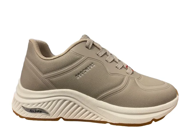 Everyday Flex zipper closure shoes Skechers sneakers da donna Arch Fit S-Miles Makers 155570/TPE tortora