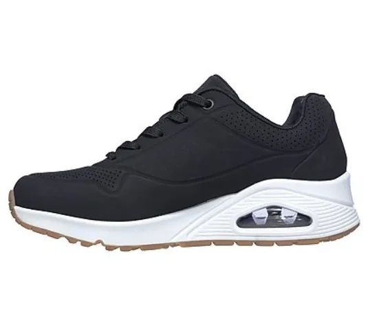 suede - finish - design shoes Skechers sneakers da donna Uno Stand On Air 73690 BLK nero
