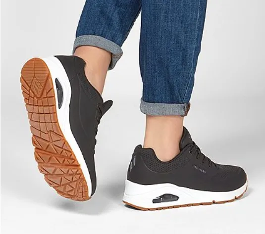 Minimalist Style Casual runner Skechers sneakers da donna Uno Stand On Air 73690 BLK nero