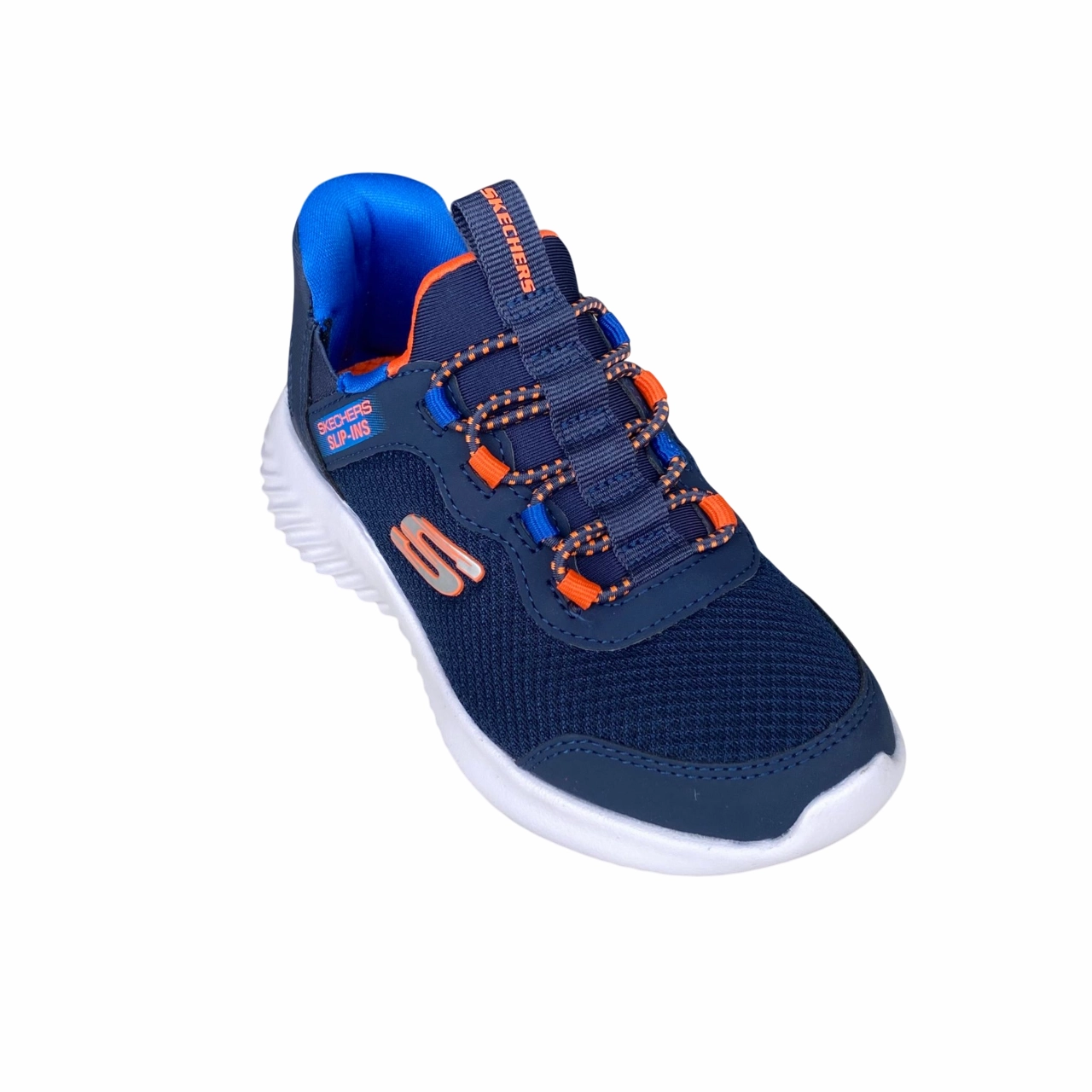 Skechers scarpa da ginnastica junior Slip-ins Bounder Brisk Burst 403822L/NVBL blu Tensile Web Support zip - up - feature shoes