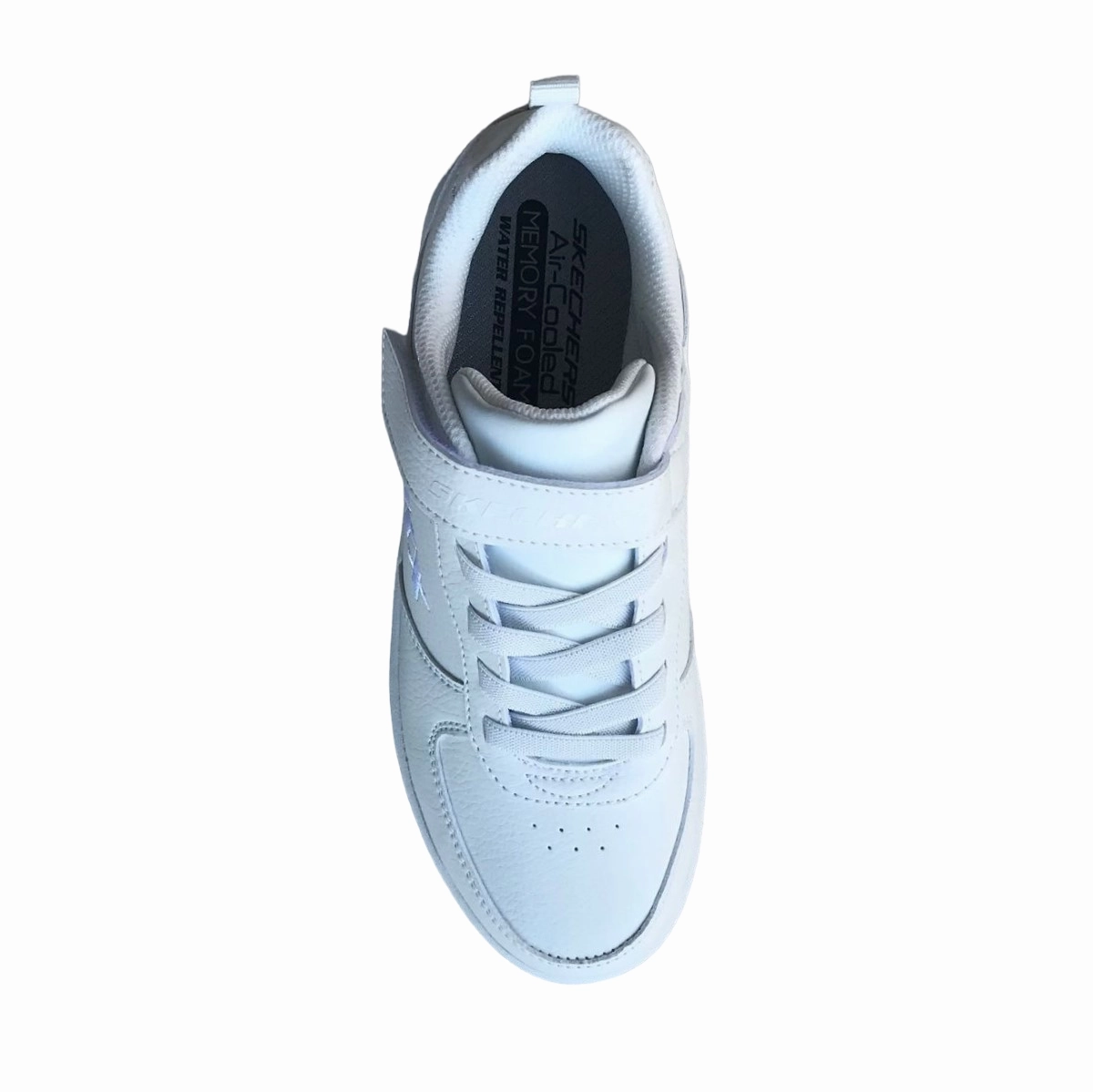 Responsive Foam Layer Open Toe Design Skechers scarpa sneakers da ragazzi Sport Court 92 Zelder 405697L/W bianco