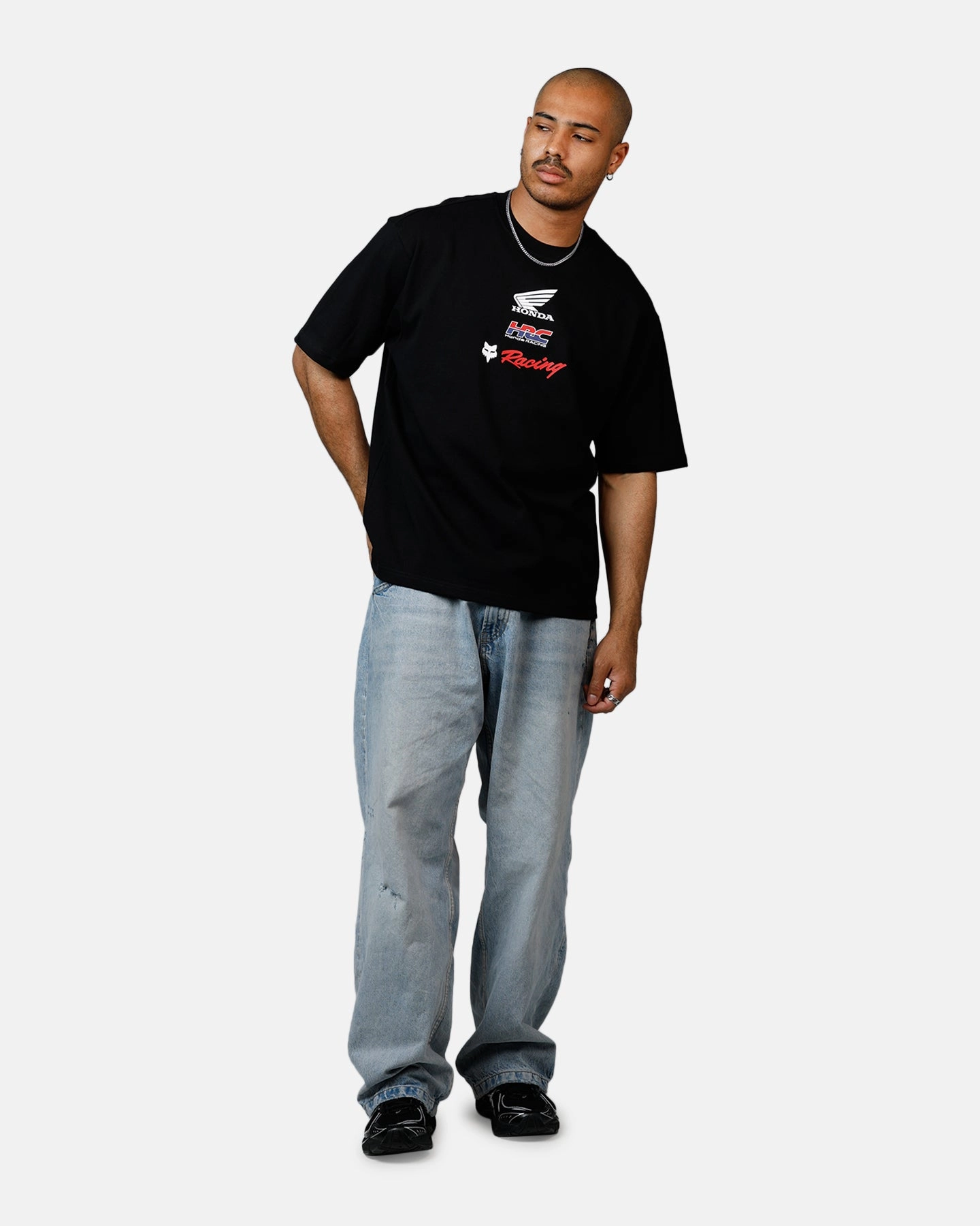 Fox Racing Honda Oversized T-Shirt Black family gathering Chic Comfort