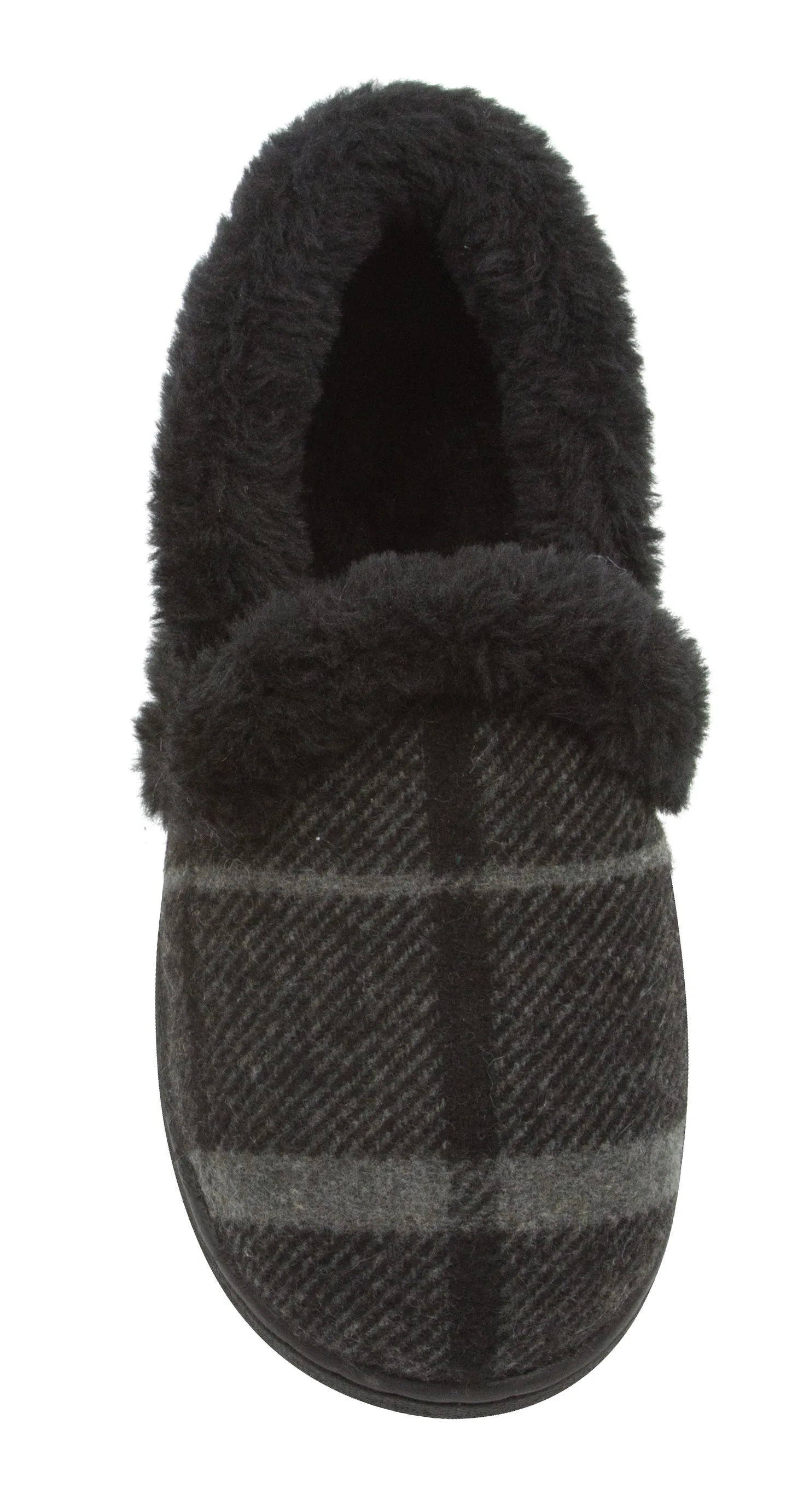 Skysole Boys Plaid Closed Back Slipper with Plush Collor and Rugged Ousole
