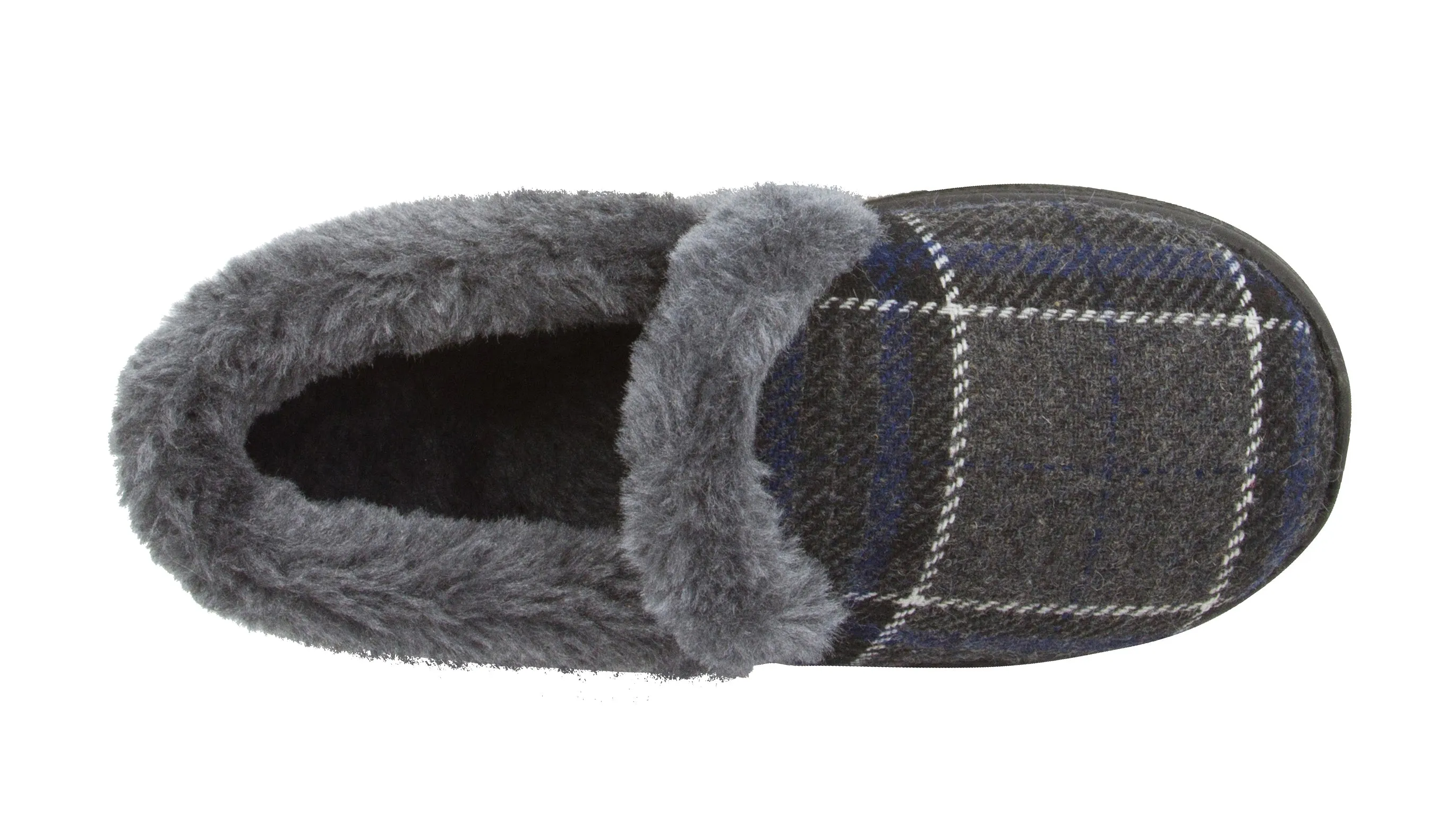 Skysole Boys Plaid Closed Back Slipper with Plush Collor and Rugged Ousole