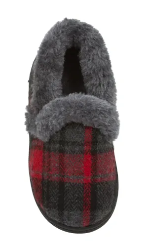 Skysole Boys Plaid Closed Back Slipper with Plush Collor and Rugged Ousole