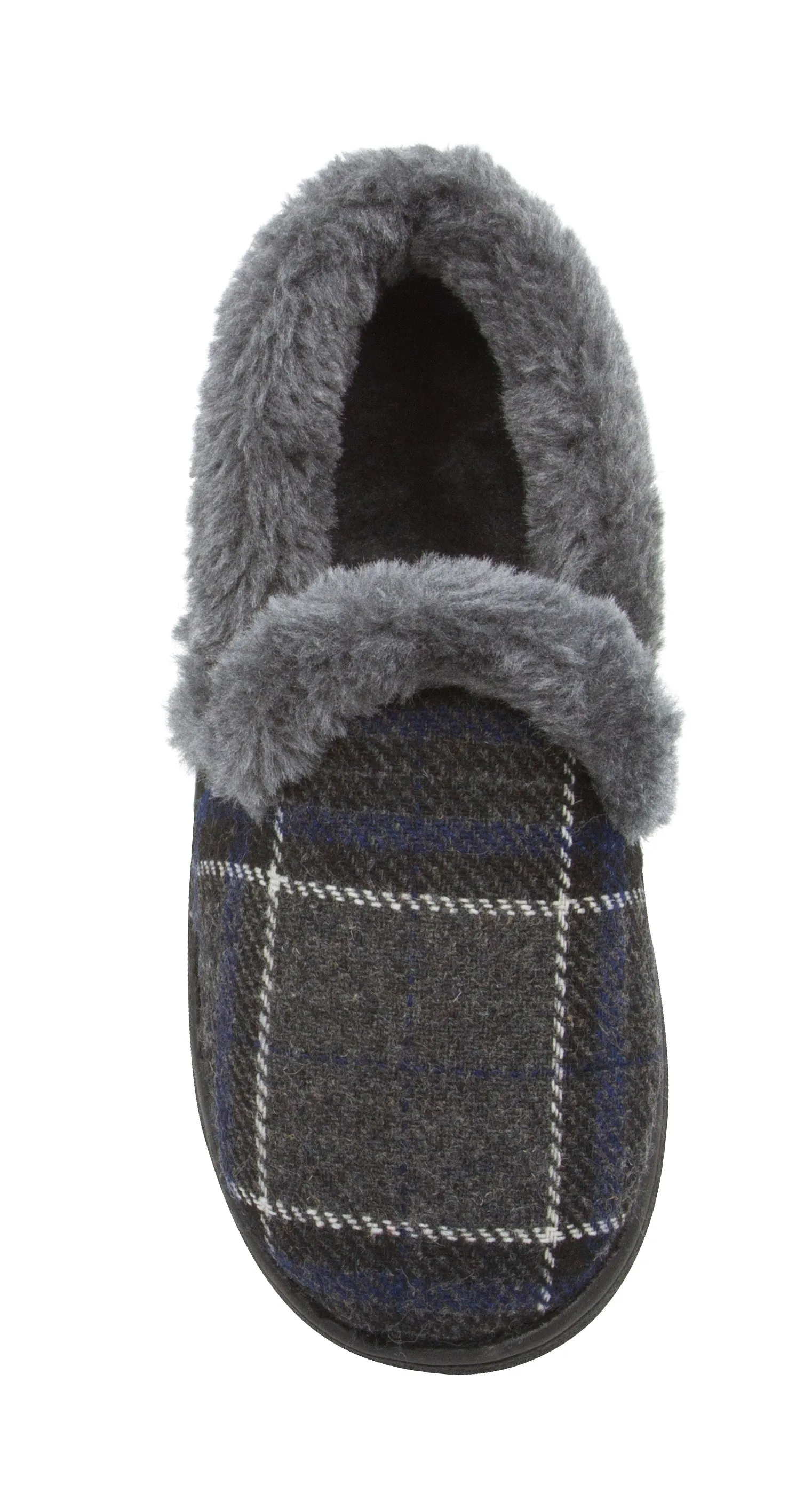 Skysole Boys Plaid Closed Back Slipper with Plush Collor and Rugged Ousole