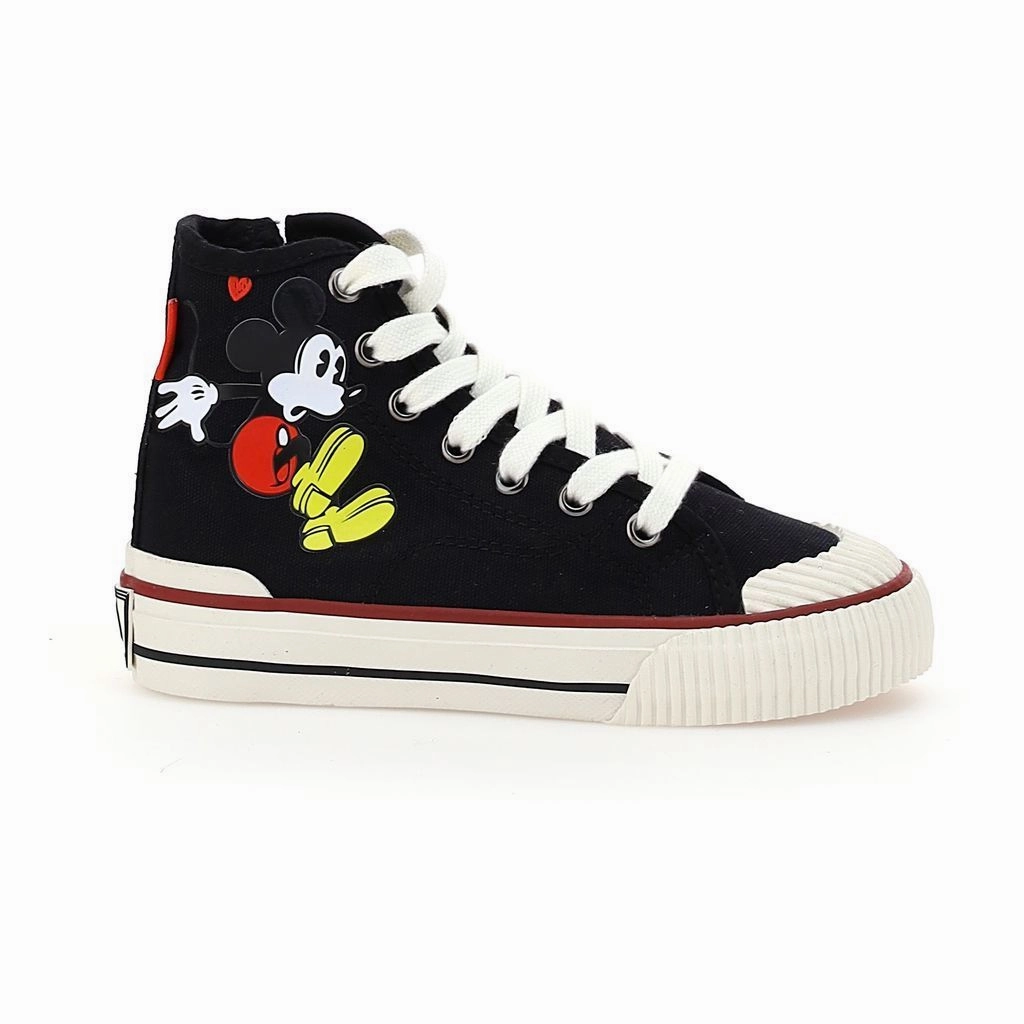 Shock Dissipating Cushioned Collar Padding Black Mickey High Top Sneakers