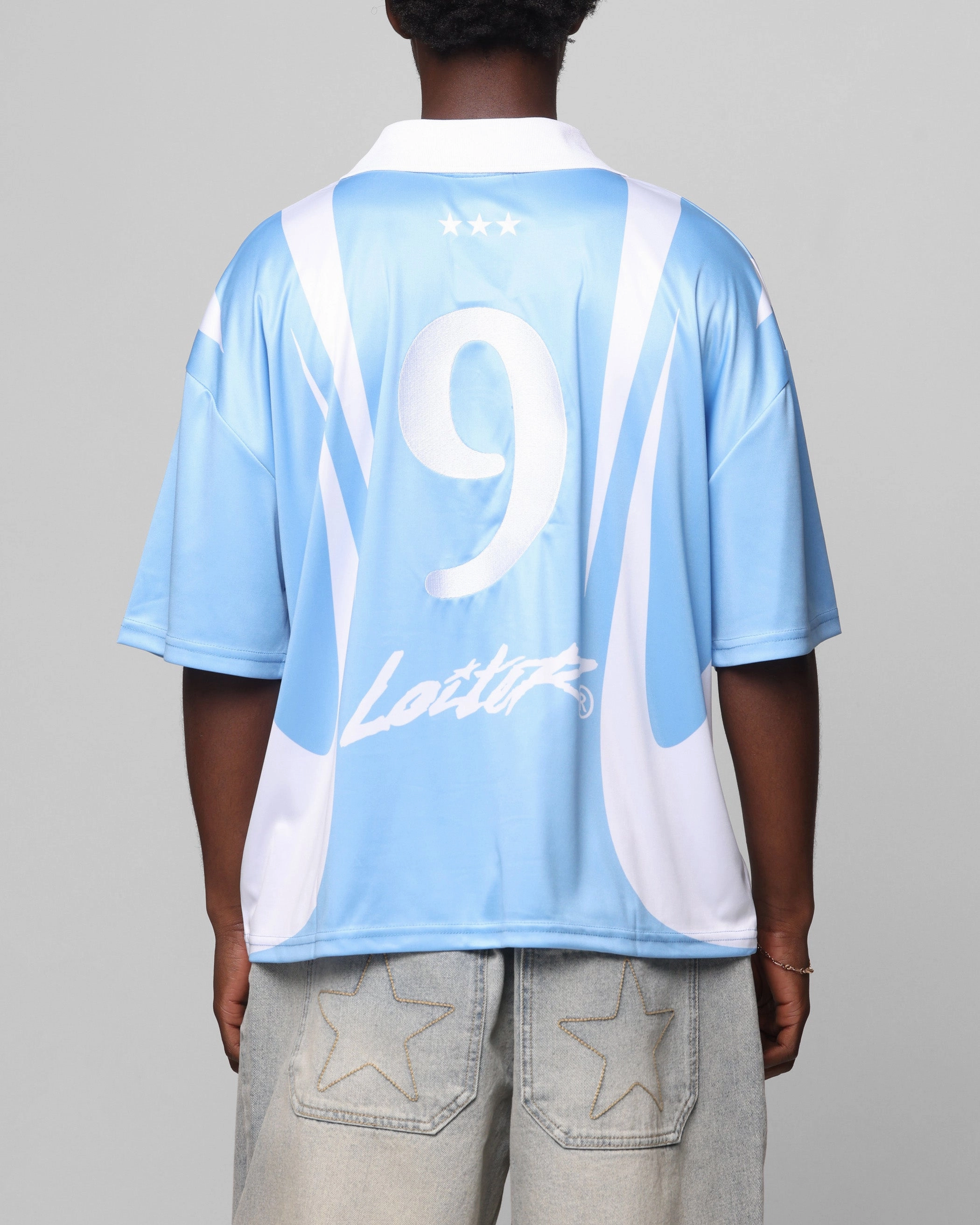 Loiter United Football Jersey Blue Contrast Binding Trim