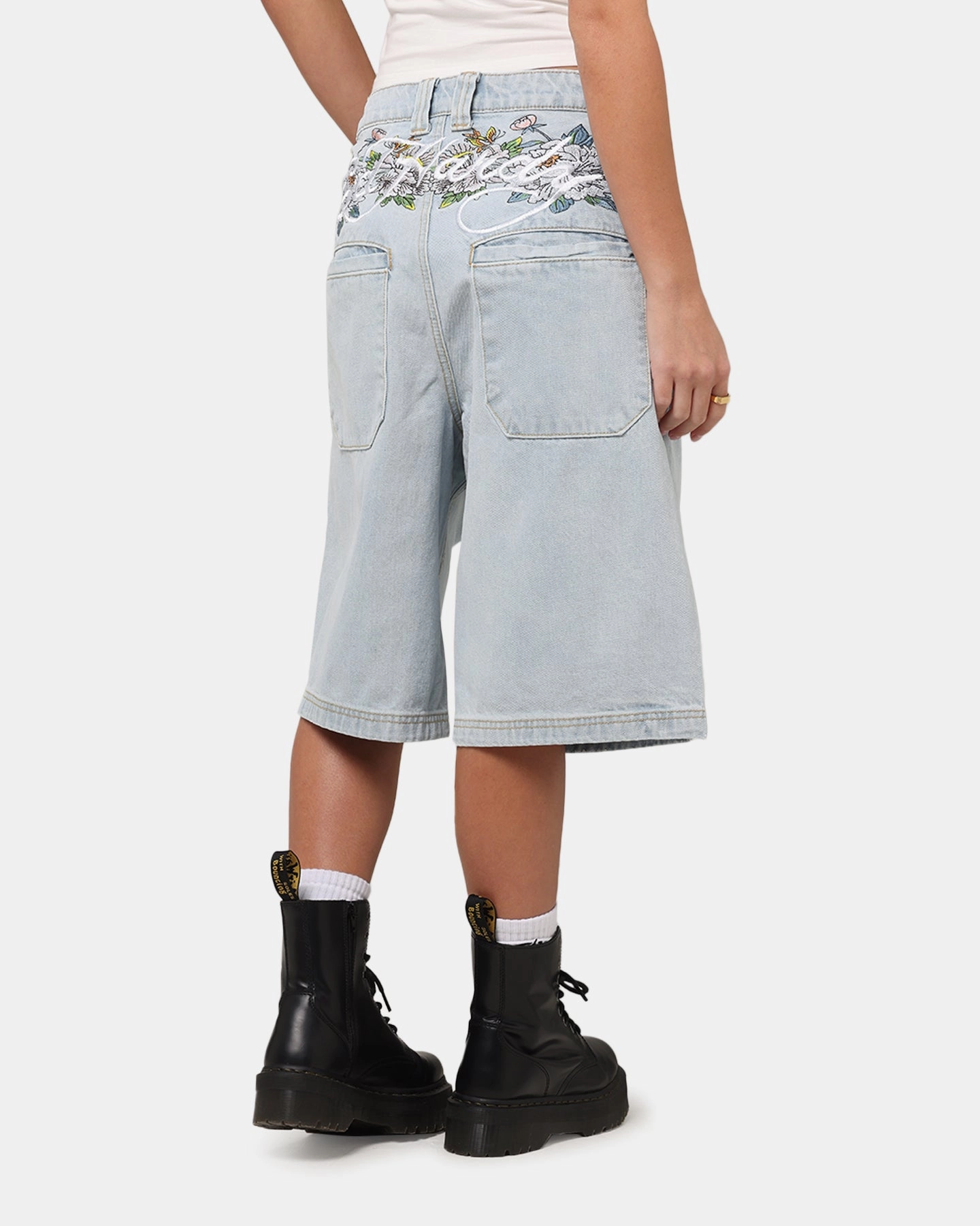 Ed Hardy Women's Flora Jorts Light Wash Anti Pilling Finish Trail Comfort
