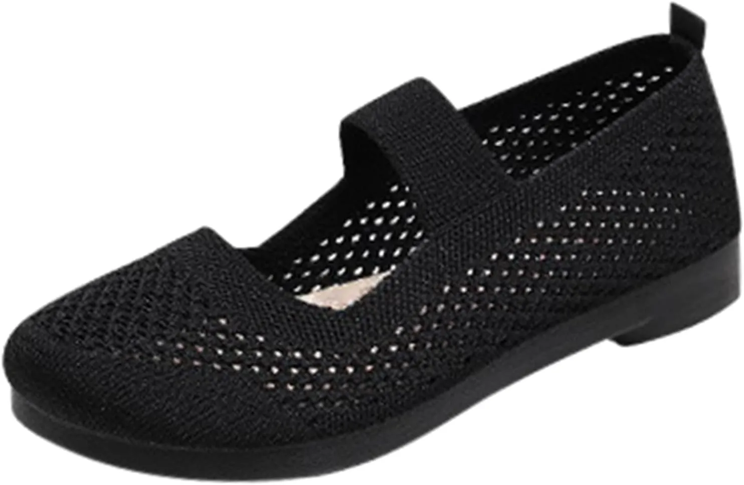 Slip On Orthopedic Sneakers Women Breathable Mesh Knitted Woven Low Top Walking Shoes Lightweight Wide Width Soft Sole Arch Support Non-Slip Shoes
