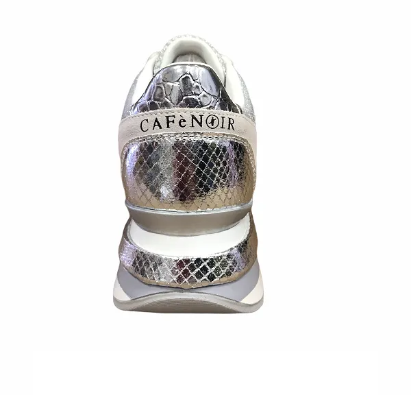 Caf??Noir Sneaker Animalier e Zeppa DN1410 bianco argento running in a meadow shoes