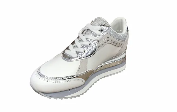 Caf??Noir Sneaker Animalier e Zeppa DN1410 bianco argento adjustable - strap shoes early - morning