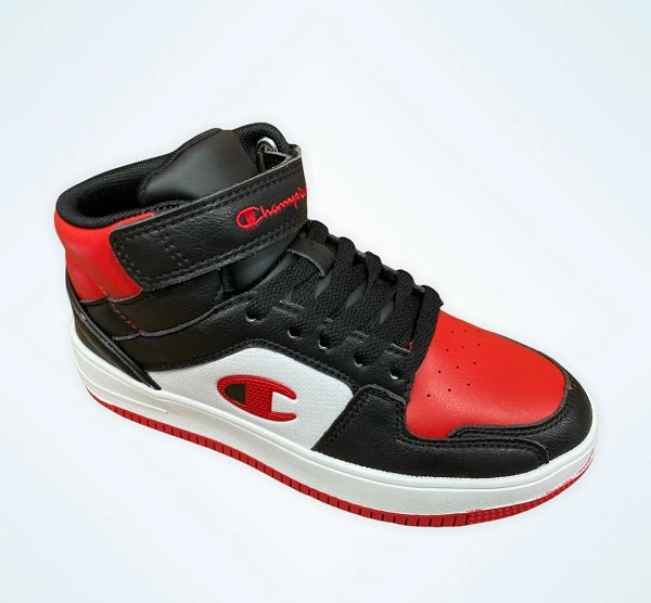 Champion scarpa sneakers da bambino Rebound 2.0 Mid S32265-CHA-KK001 nero-bianco-rosso Orthotic Friendly Design Smooth surface traction