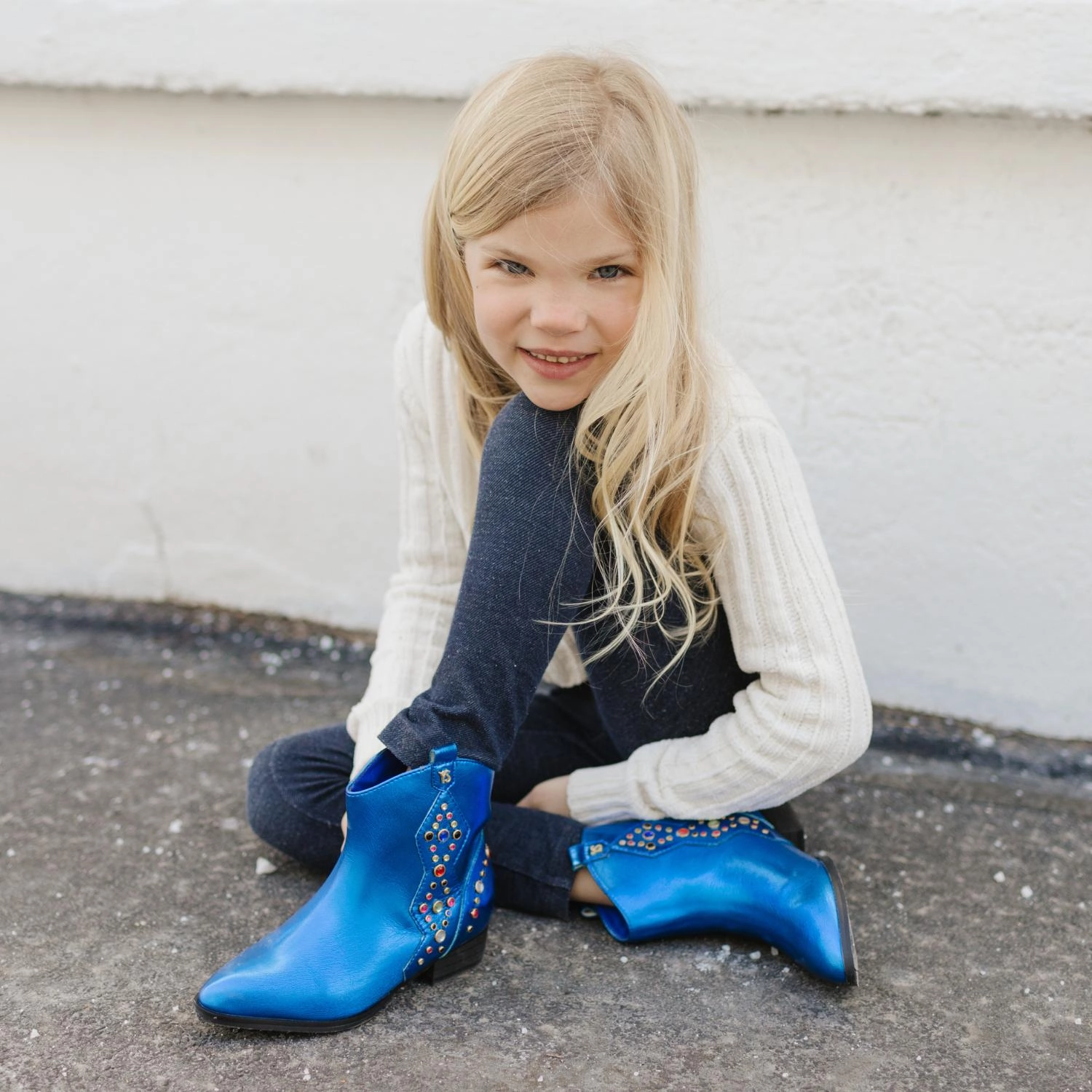 Neutral Stance Balanced Miss Dallas Gem Western Boot in Blue - Kids