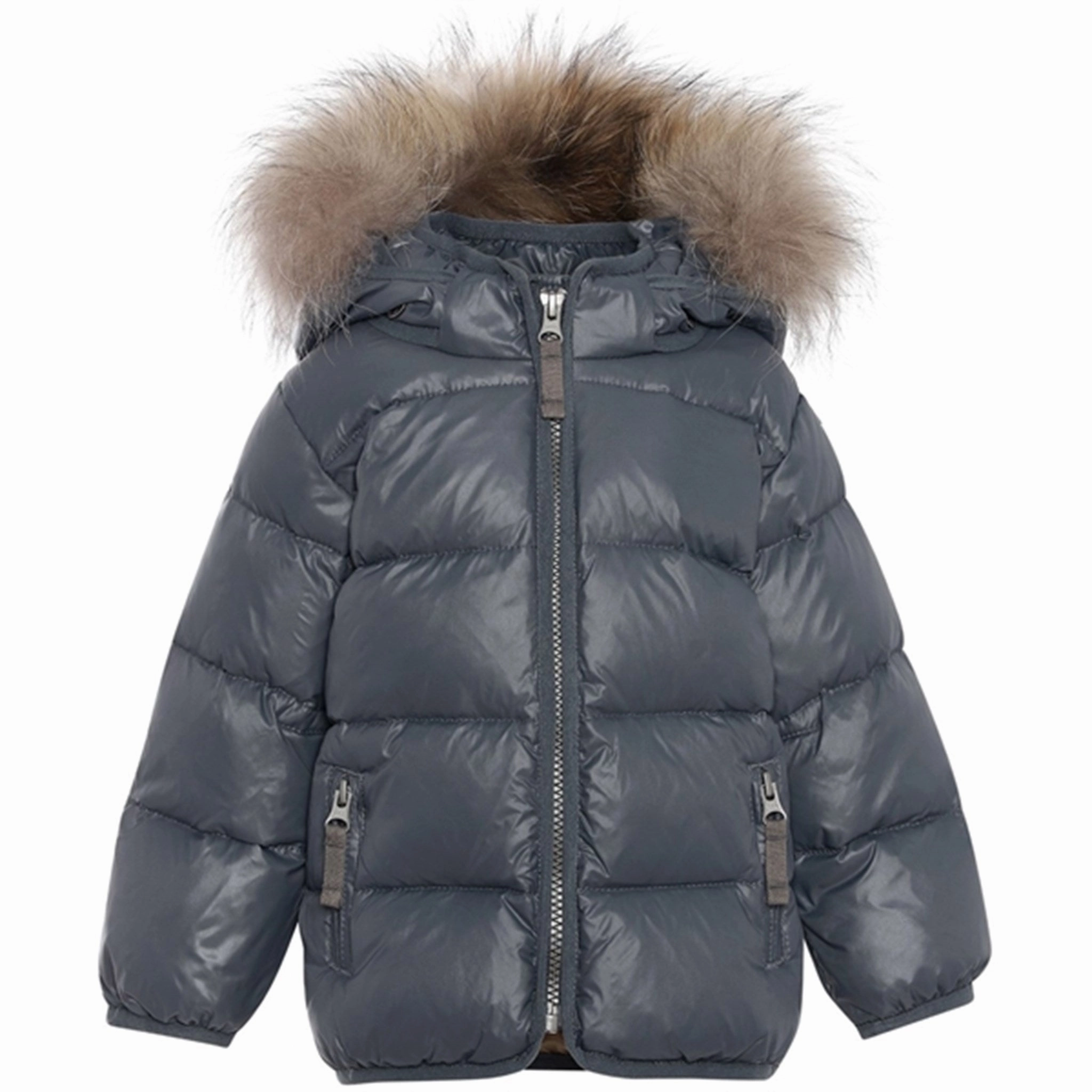 Quilted Interior Layer Ver de Terre Featherlight Baby Dunjakke m. Pels Slate/Caramel