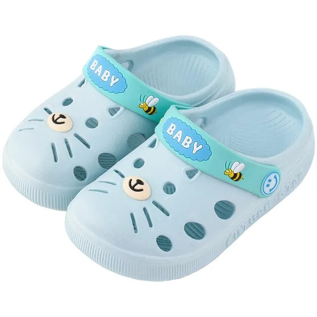Slippers Kids Toddler Infant Baby Girl Boys Home Slippers Rubber Cartoon Animation Cat Flat Heels Shoes Sandals Kids Slippers