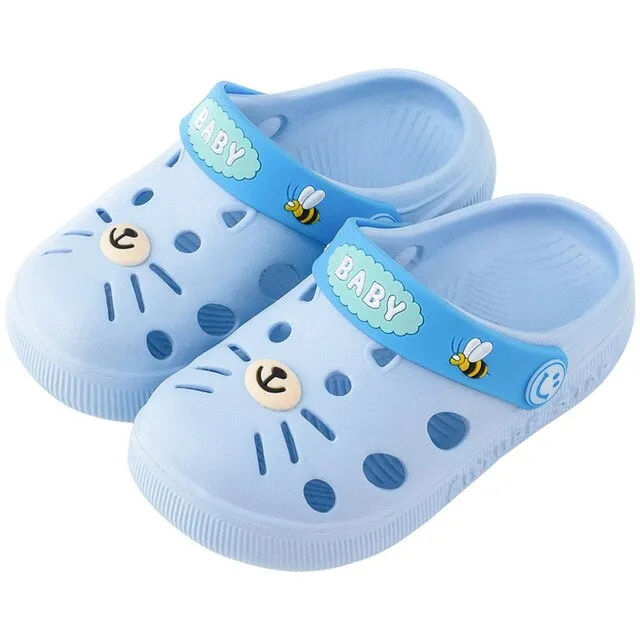 Slippers Kids Toddler Infant Baby Girl Boys Home Slippers Rubber Cartoon Animation Cat Flat Heels Shoes Sandals Kids Slippers