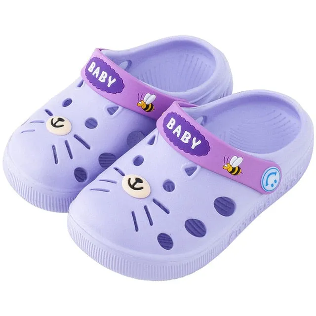Slippers Kids Toddler Infant Baby Girl Boys Home Slippers Rubber Cartoon Animation Cat Flat Heels Shoes Sandals Kids Slippers