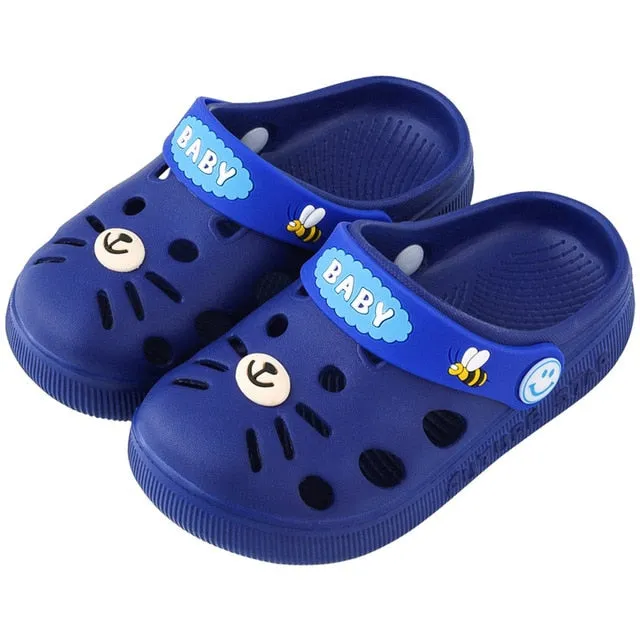 Slippers Kids Toddler Infant Baby Girl Boys Home Slippers Rubber Cartoon Animation Cat Flat Heels Shoes Sandals Kids Slippers