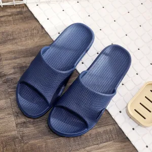 Slippers Sandals Summer Unisex Striped Solid Color Shoes Men Indoor Non-slip Soft Comfortable Rubber Flat Heels Slide For Men