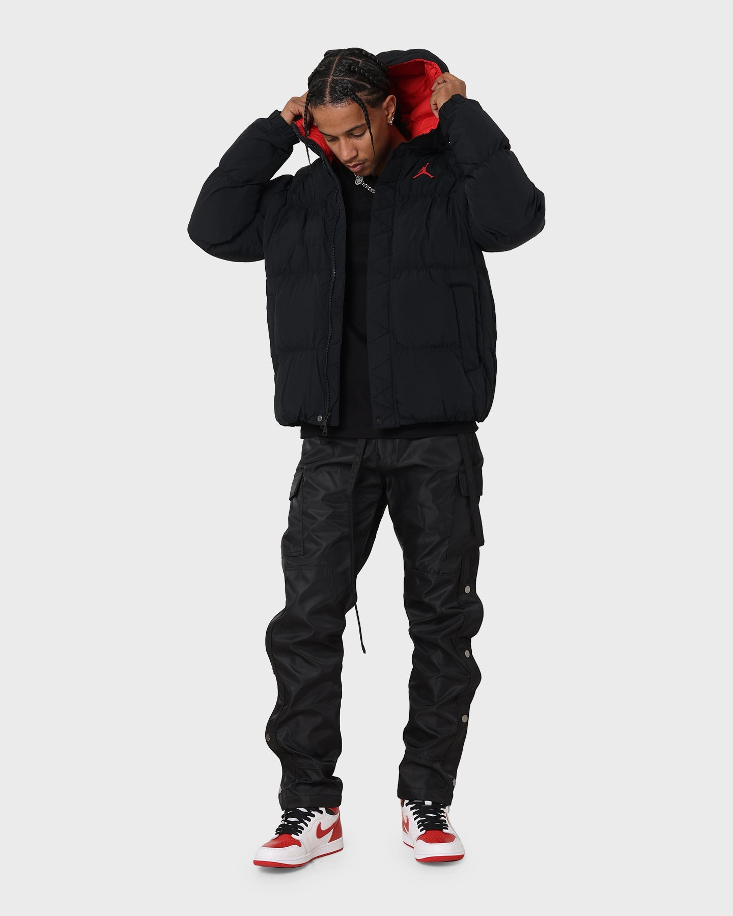 Jordan Essential Puffer Jacket Black/Fire Red Urban Travel
