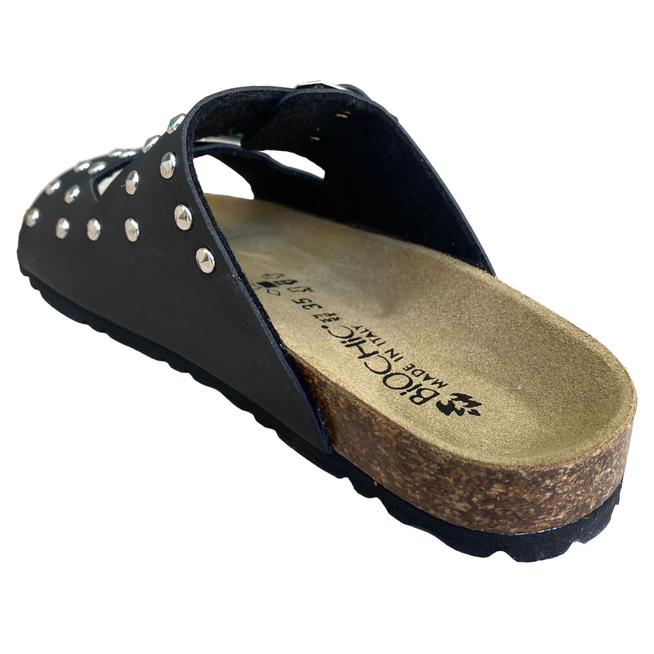 Energy Return Foam Biochic Sandalo da donna con 2 fasce con borchie e fibbie regolabili Bipel BC4003B nero