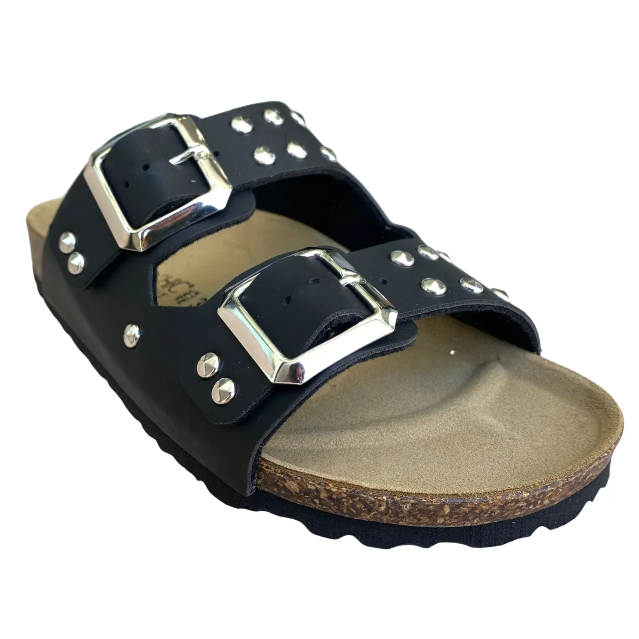 Biochic Sandalo da donna con 2 fasce con borchie e fibbie regolabili Bipel BC4003B nero Black Chic Every Fit