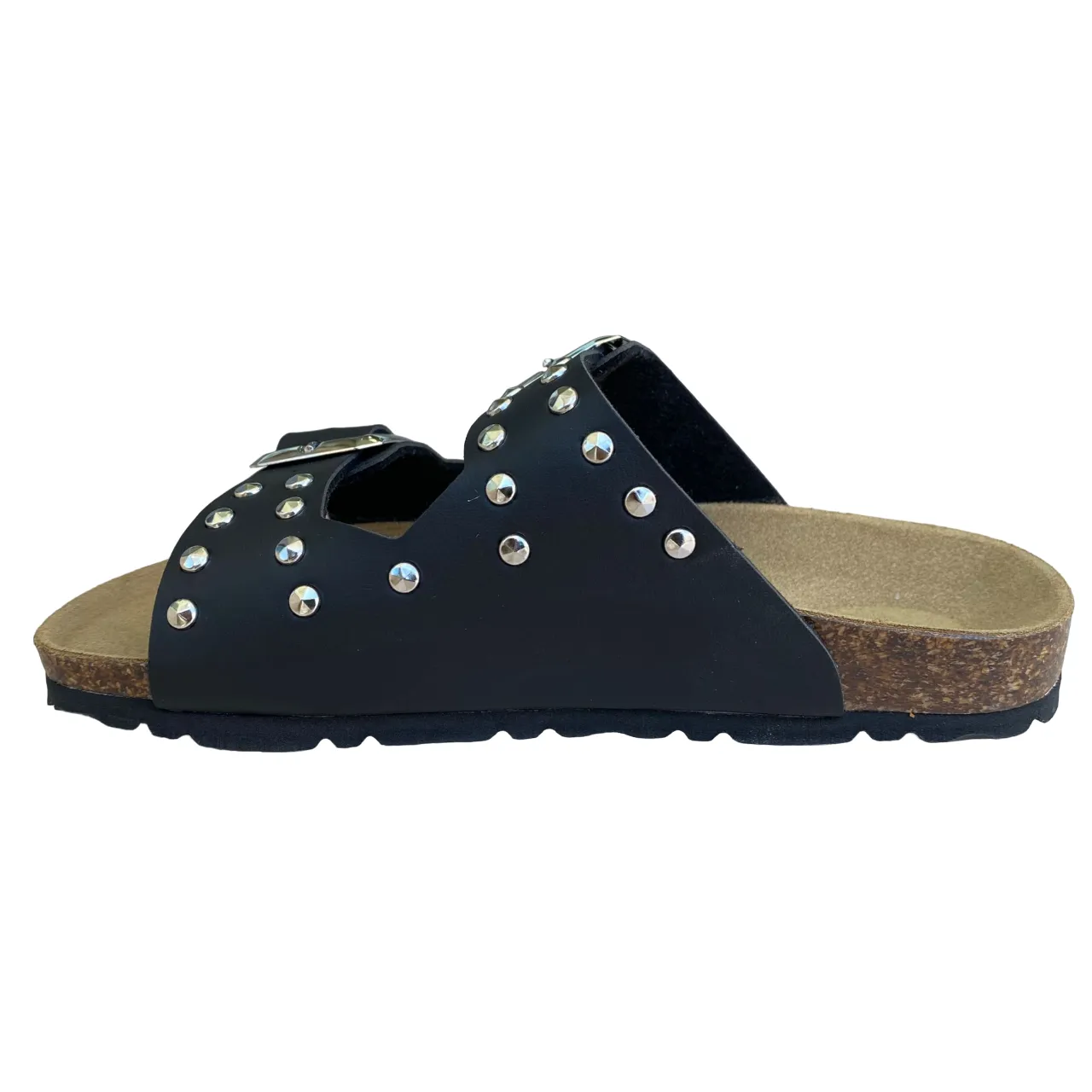 Biochic Sandalo da donna con 2 fasce con borchie e fibbie regolabili Bipel BC4003B nero Modern Puncture Resistant Midsole