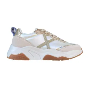 Munich scarpa sneakers da donna con X glitter dorato e inserto pitonato sul dorso Wave 173 perla strap - trimmed - design shoes