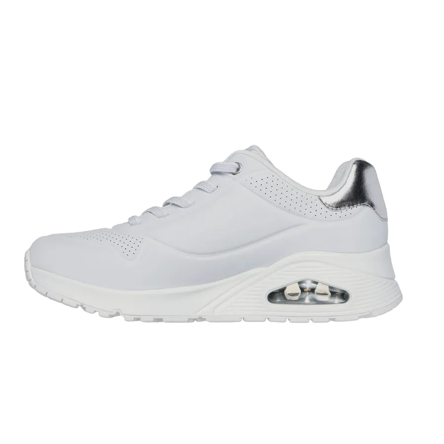 Skechers scarpa sneakers da donna Uno Shimmer Away 155196/WSL bianco-argento Quiet