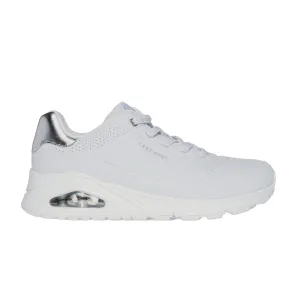 Stability Control Feature Skechers scarpa sneakers da donna Uno Shimmer Away 155196/WSL bianco-argento