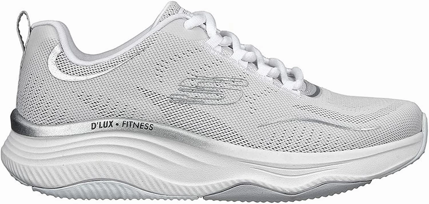reinforced - heel running wear running in adventure races shoes Skechers scarpa da palestra D'Lux Fitness Pure Glam 149837/WSL bianco argento