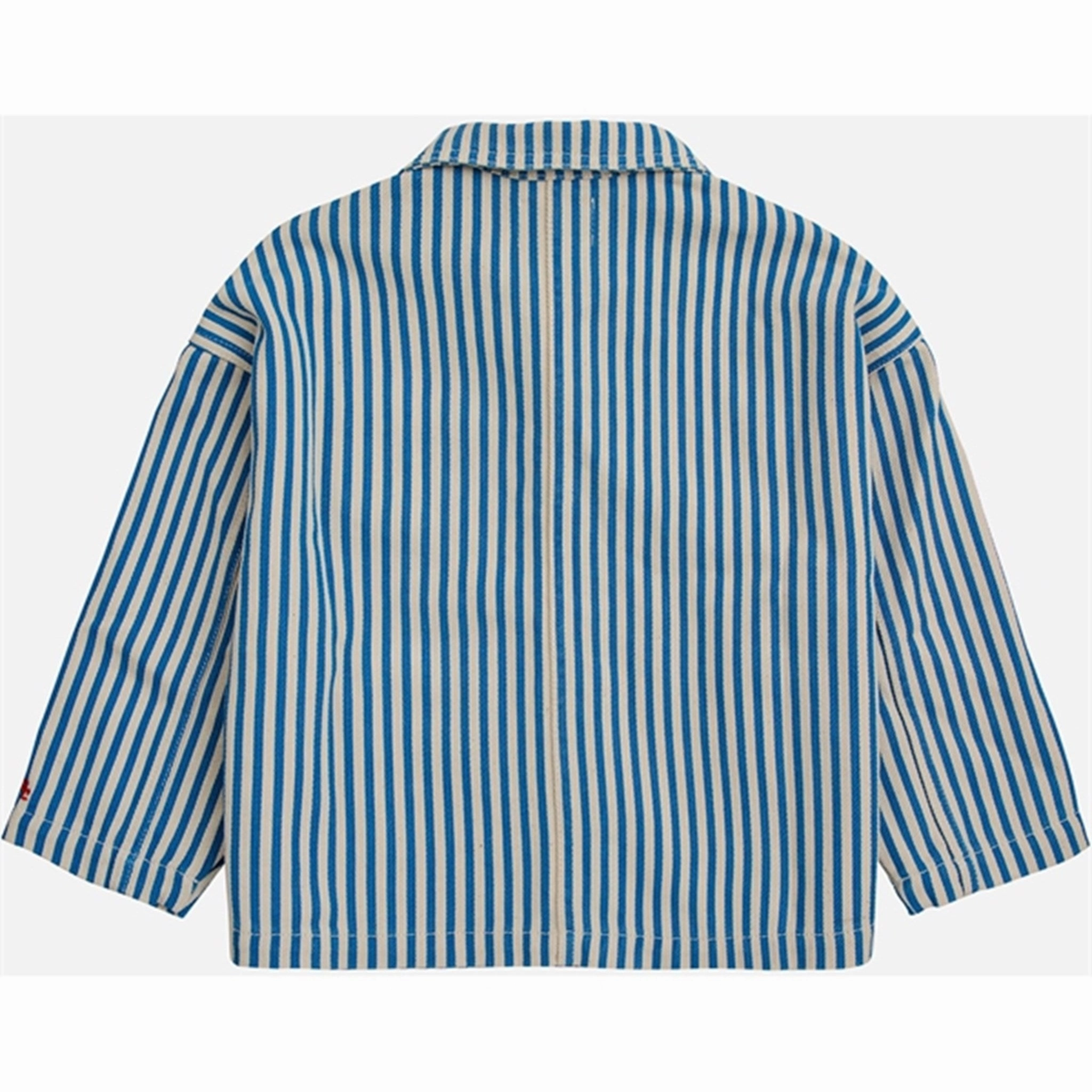 Bobo Choses Striped Color Block Denim Jacket Blue All Day Wear Modern Drop Tail Hem
