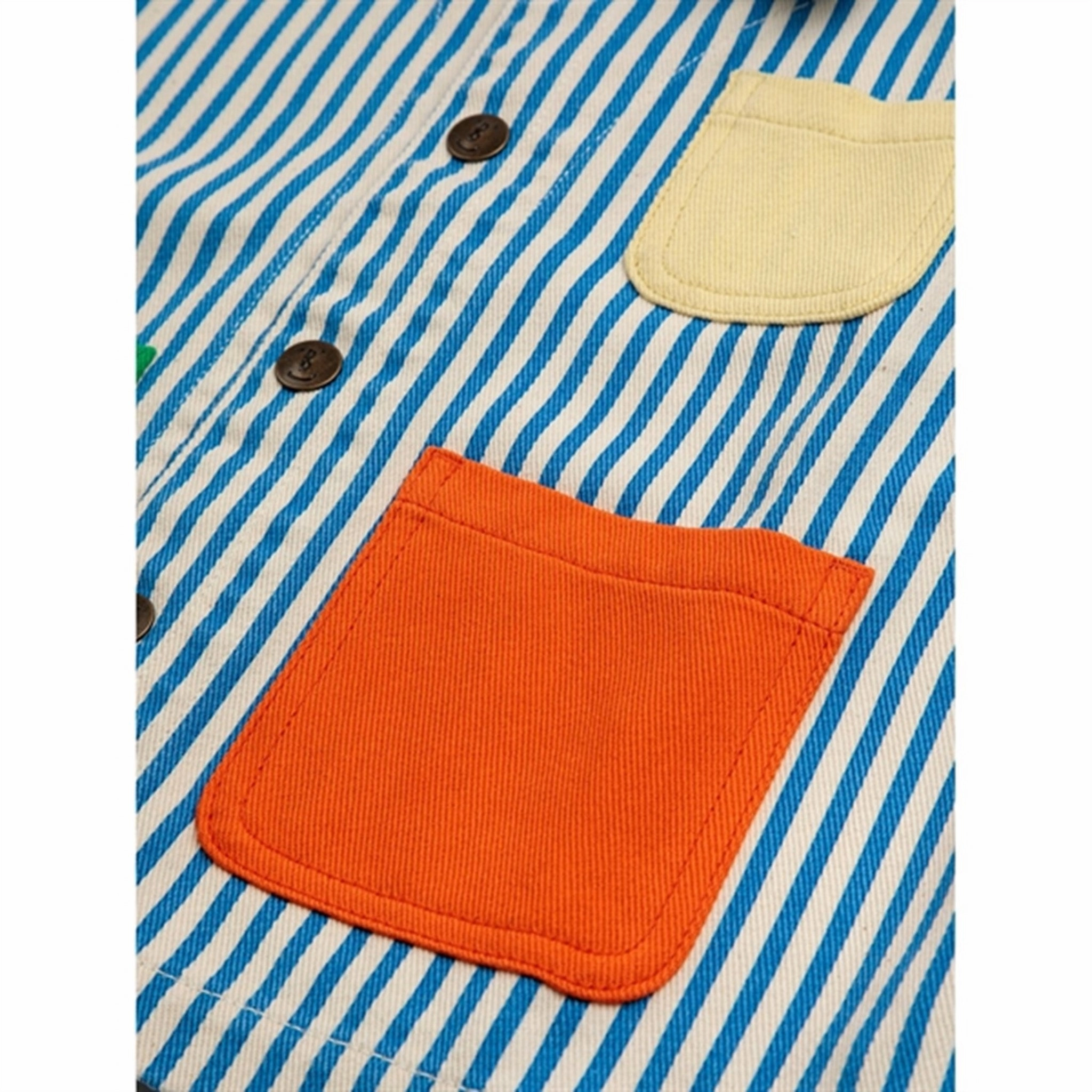 Bobo Choses Striped Color Block Denim Jacket Blue Crisp Clean Fit