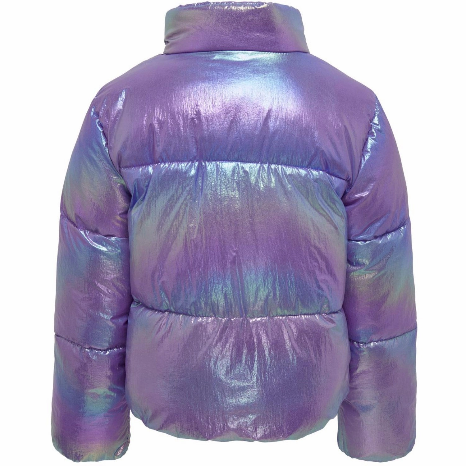 Flexible Cuffs kids ONLY Purple Opulence Celine Metallic Short Puffer Jacket