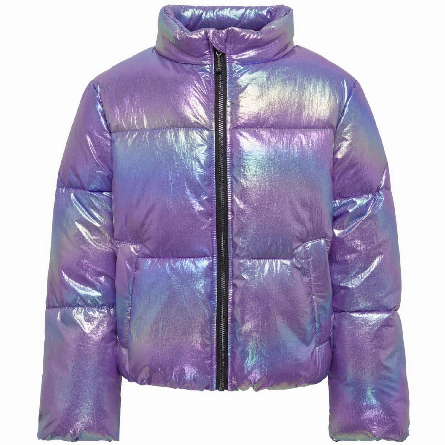 kids ONLY Purple Opulence Celine Metallic Short Puffer Jacket Soft Interior Brushing Odor Control Finish