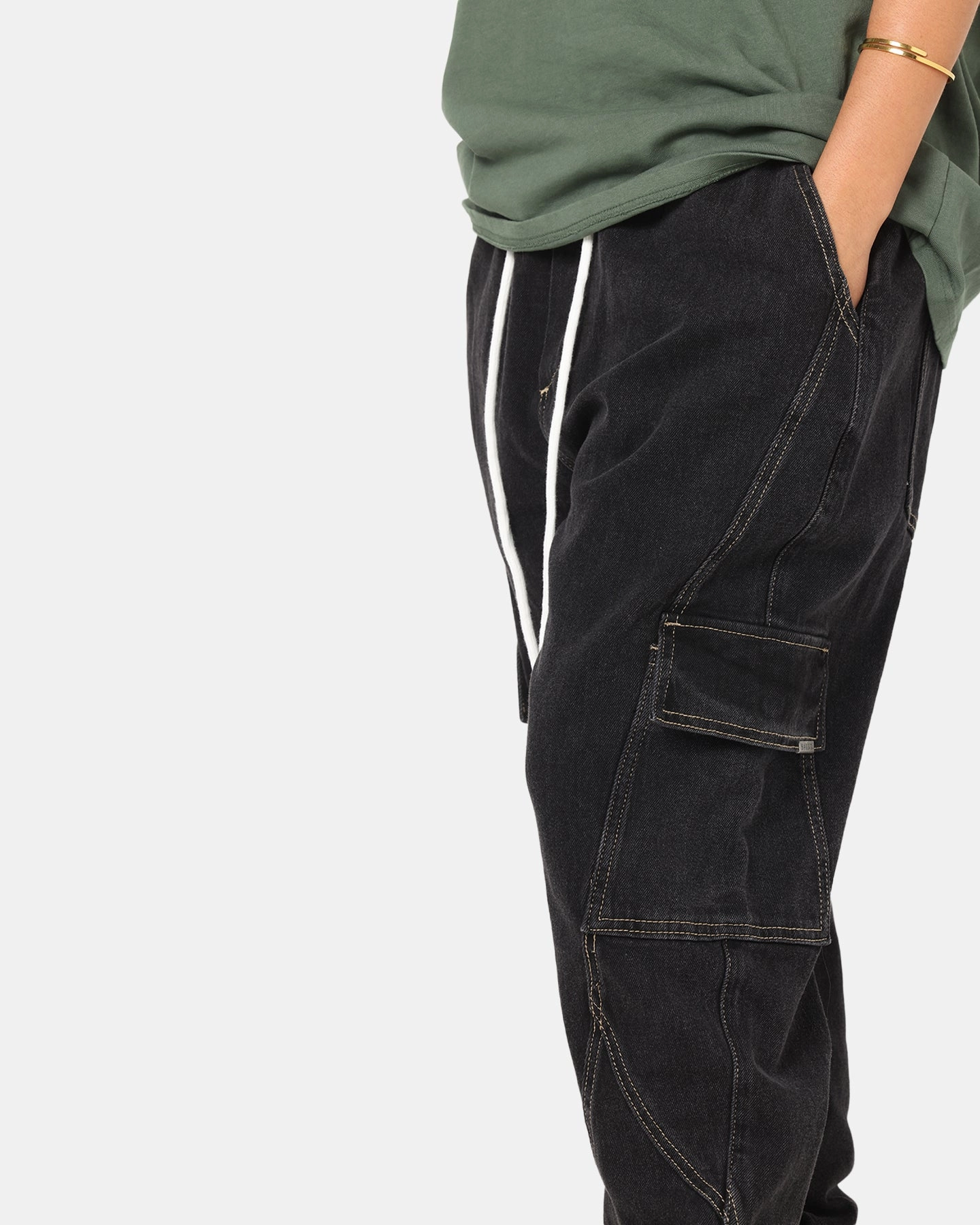 Saint Morta Rodeo Denim Joggers Black Shadow HeatRegulatingLining