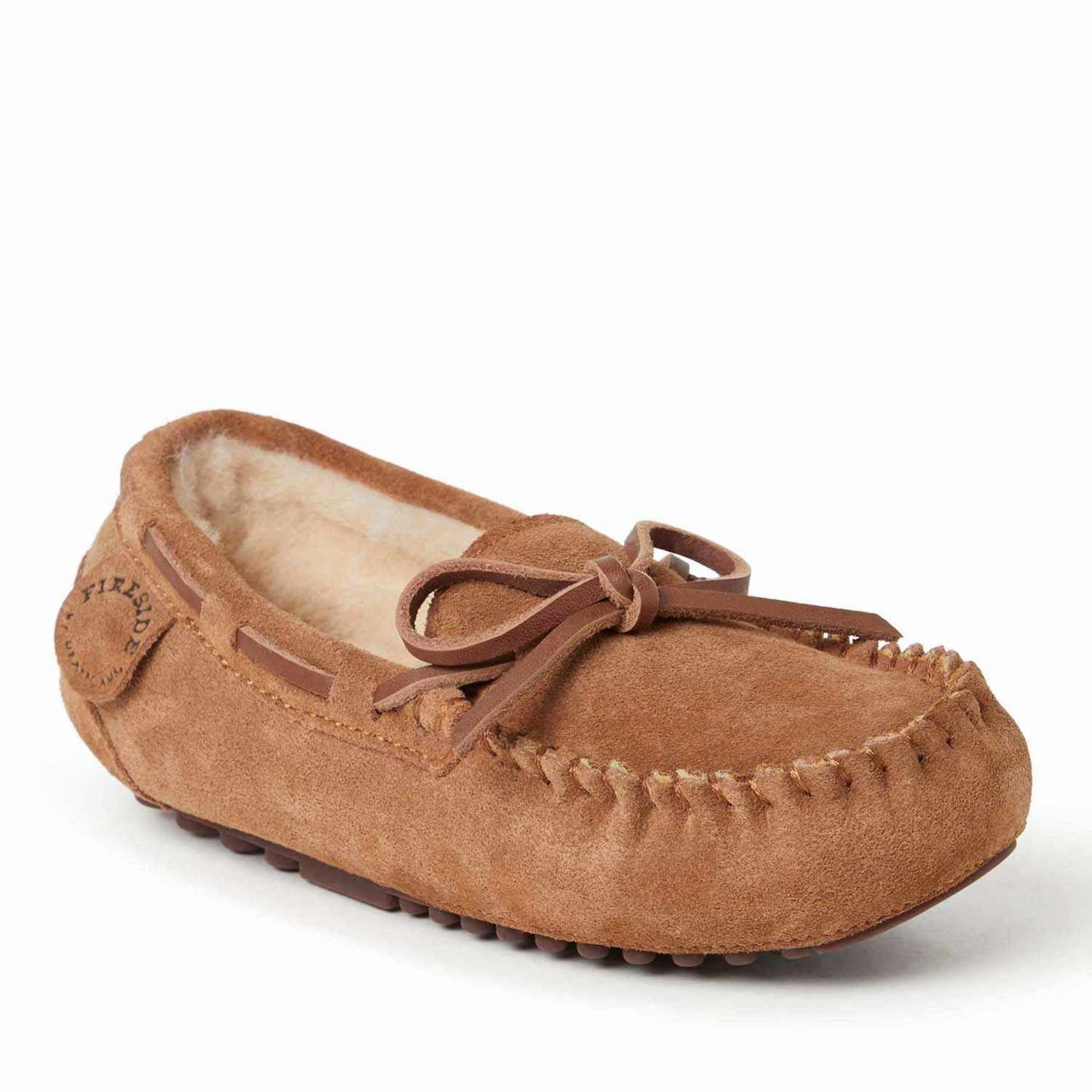 Resilient Outsole High Support Fireside By Dearfoams Kid's Parke Genuine Shearling Moccasin Slipper