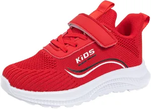 Sneakers for Girls Boys Lace Up Hook Loop Non-Slip Sports Shoes Breathable Knit Lightweight Comfortable Walking Shoes