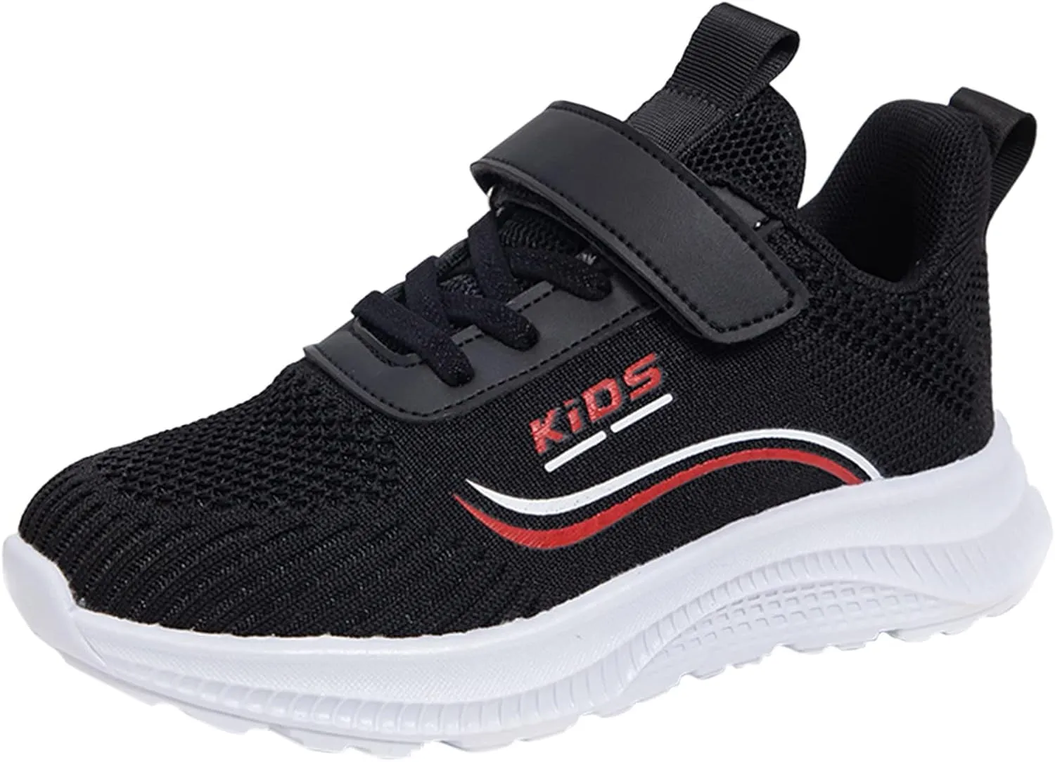 Sneakers for Girls Boys Lace Up Hook Loop Non-Slip Sports Shoes Breathable Knit Lightweight Comfortable Walking Shoes