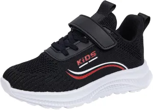 Sneakers for Girls Boys Lace Up Hook Loop Non-Slip Sports Shoes Breathable Knit Lightweight Comfortable Walking Shoes