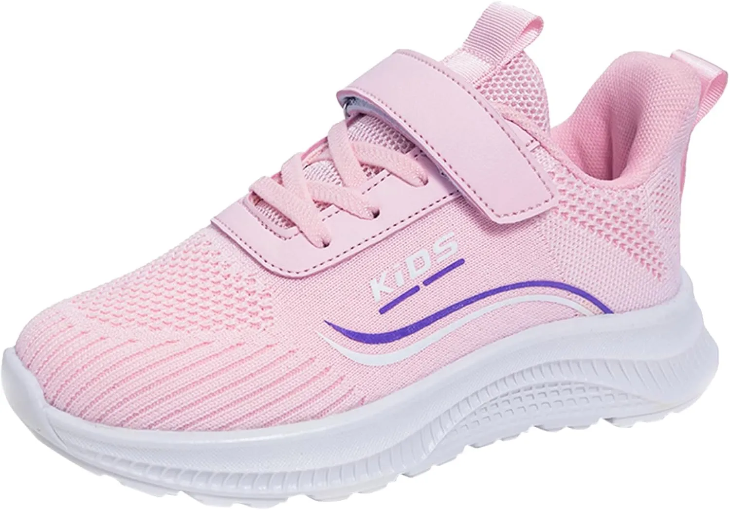 Sneakers for Girls Boys Lace Up Hook Loop Non-Slip Sports Shoes Breathable Knit Lightweight Comfortable Walking Shoes