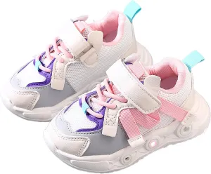 Sneakers for Girls Breathable Comfortable Luminous LED Flashing Fashion Sports Shoes with Hook and Loop Kids Running Shoes