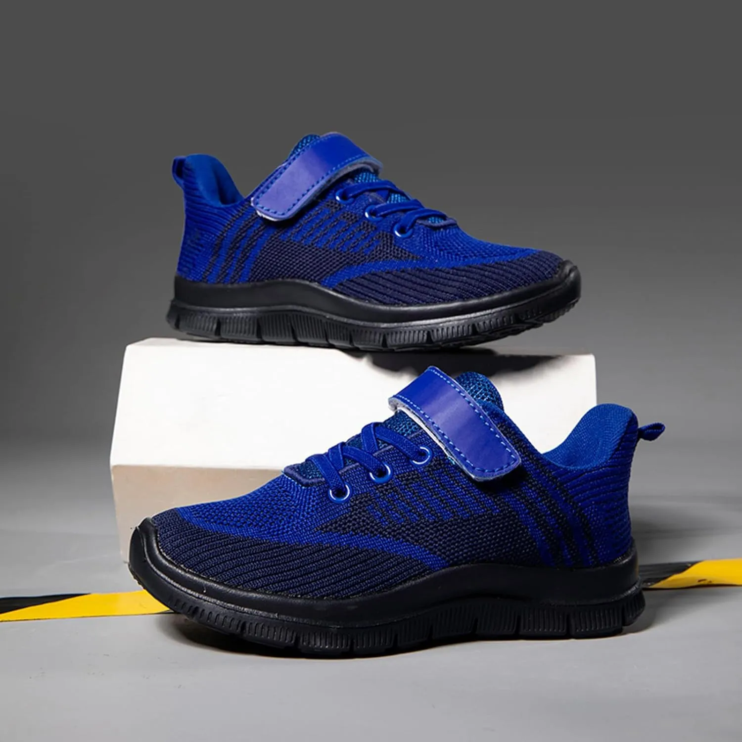 Sneakers for Girls Breathable Knit Lightweight Athletic Running Sneakers with Hook and Loop Kids Non-Slip Sports Shoes