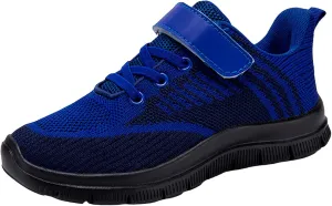 Sneakers for Girls Breathable Knit Lightweight Athletic Running Sneakers with Hook and Loop Kids Non-Slip Sports Shoes