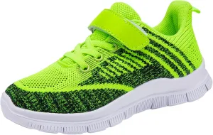 Sneakers for Girls Breathable Knit Lightweight Athletic Running Sneakers with Hook and Loop Kids Non-Slip Sports Shoes