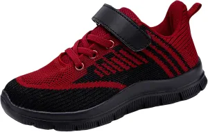 Sneakers for Girls Breathable Knit Lightweight Athletic Running Sneakers with Hook and Loop Kids Non-Slip Sports Shoes