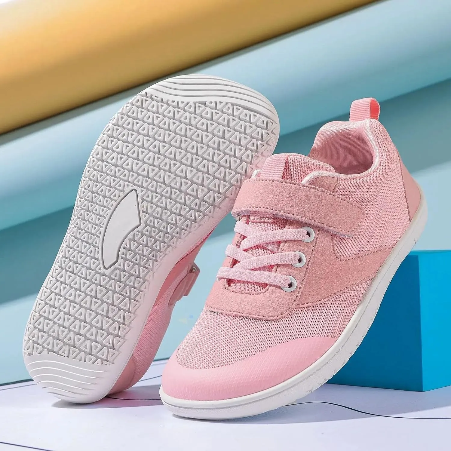 Sneakers for Girls Fashion Breathable Mesh Running Sneakers with Hook and Loop Comfortable Lightweight Sports Shoes
