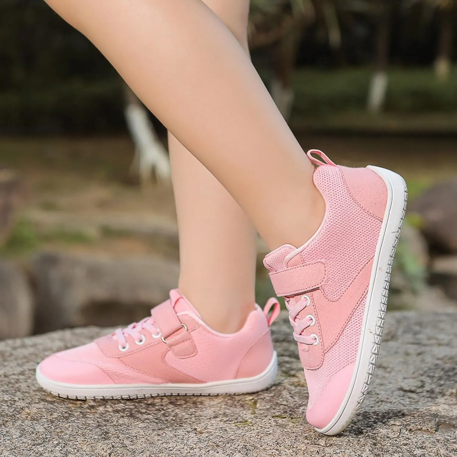 Sneakers for Girls Fashion Breathable Mesh Running Sneakers with Hook and Loop Comfortable Lightweight Sports Shoes