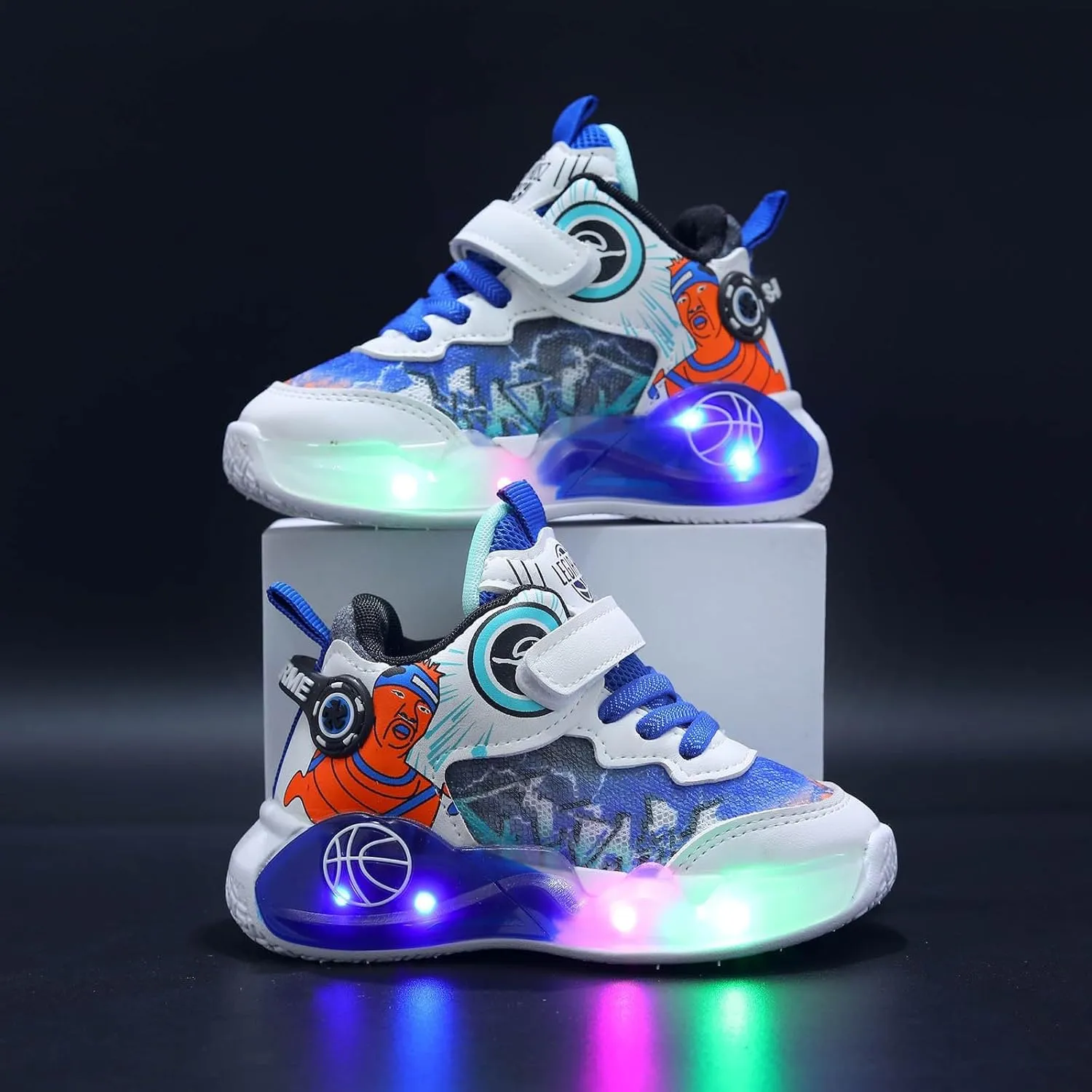 Sneakers for Girls Fashion Luminous Comfortable Breathable Light Up Shoes with Hook and Loop Kids Flashing Sports Shoes